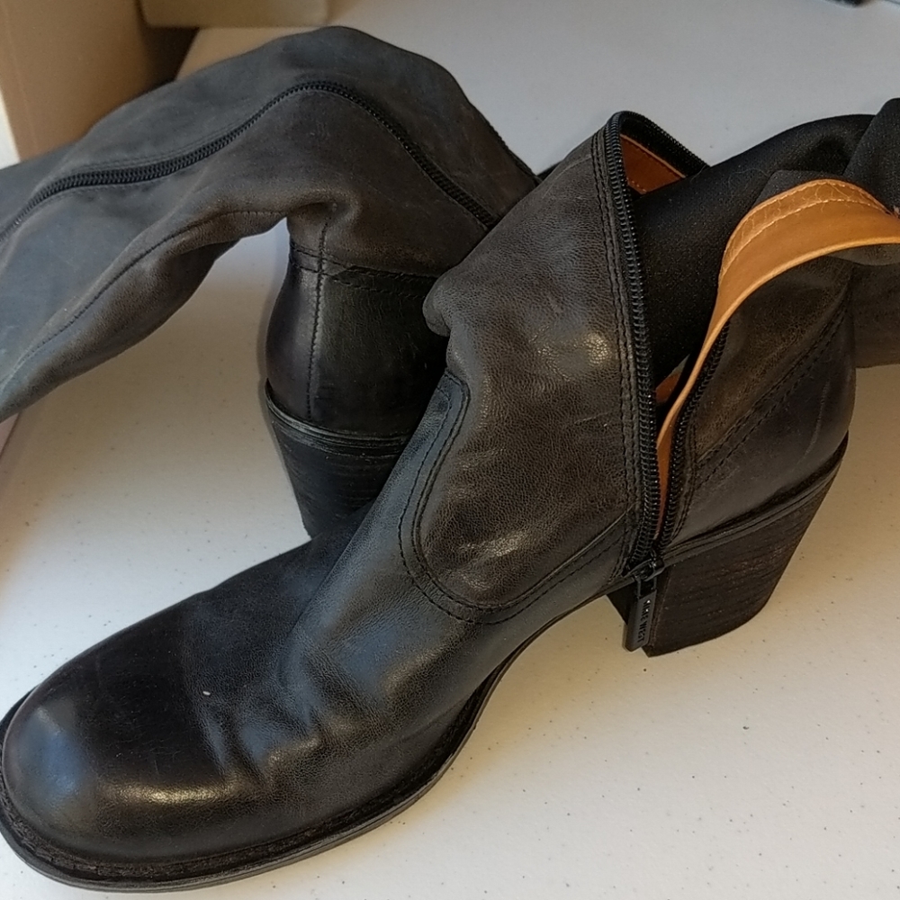 Nine West Black Leather Knee High Boots Size 8